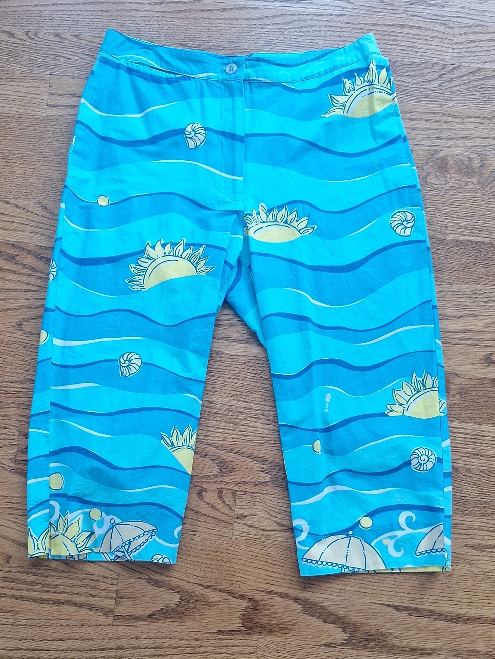Vintage Lilly Pulitzer Beach Sun & WavesPrint Capris Pants 4